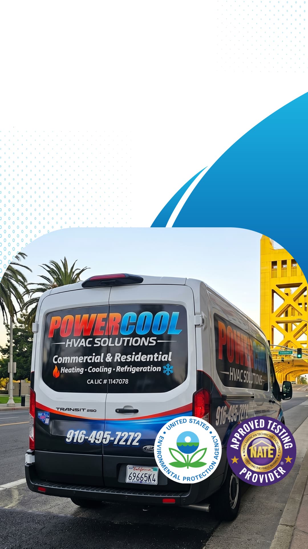 PowerCool HVAC Solutions van in Sacramento